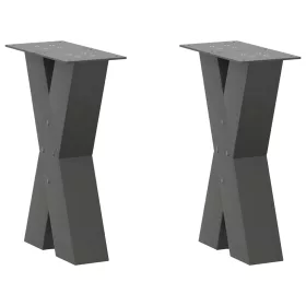   2 db antracitszürke X-alakú acél dohányzóasztal láb 38x(42-43) cm