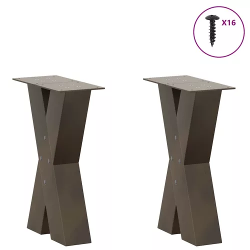  2 db X alakú natúr acél dohányzóasztal láb 38x(42-43) cm