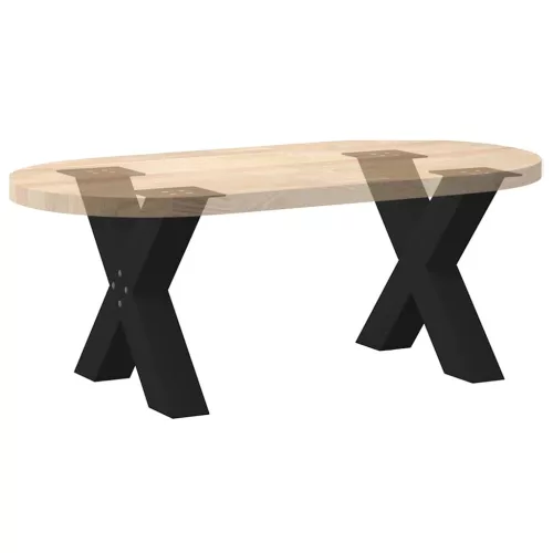  2 db fekete, X alakú acél dohányzóasztal láb 50 x (42-43) cm
