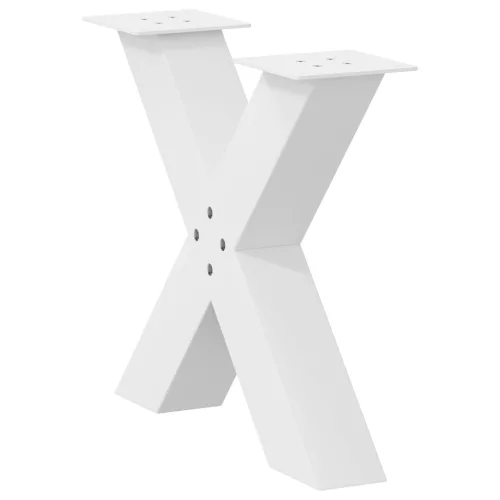  2 db fehér, X alakú acél dohányzóasztal láb 50 x (42-43) cm