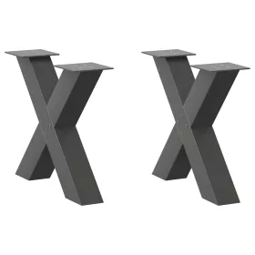    2 db antracitszürke X-alakú acél dohányzóasztal láb 50x(42-43) cm