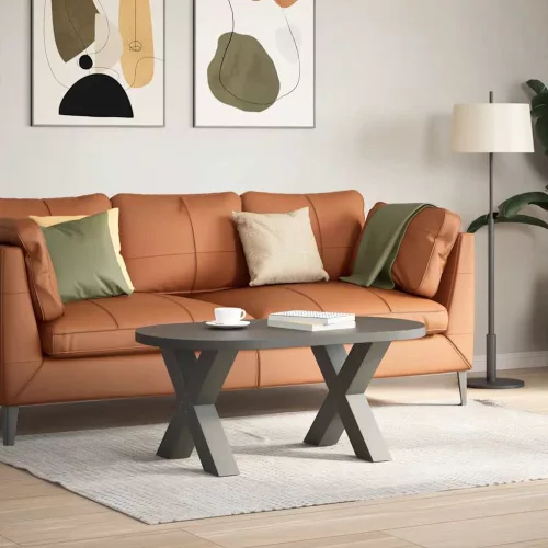  2 db antracitszürke X-alakú acél dohányzóasztal láb 50x(42-43) cm