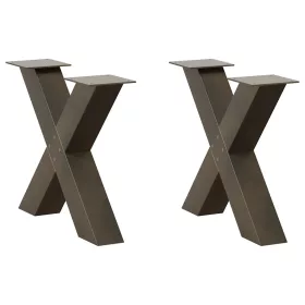    2 db X alakú natúr acél dohányzóasztal láb 50 x (42-43) cm