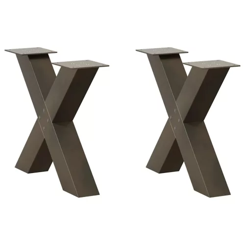  2 db X alakú natúr acél dohányzóasztal láb 50 x (42-43) cm