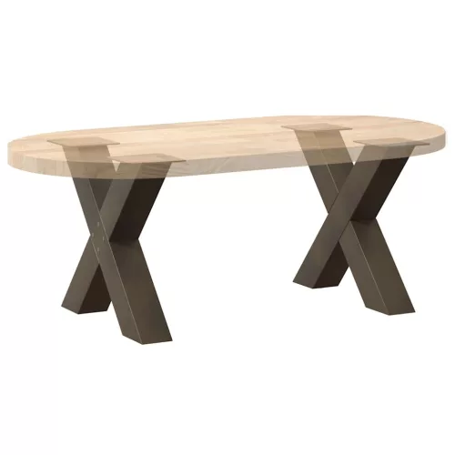  2 db X alakú natúr acél dohányzóasztal láb 50 x (42-43) cm