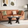  2 db fekete, X alakú acél dohányzóasztal láb 60 x (42-43) cm