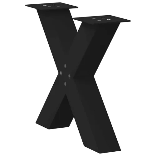  2 db fekete, X alakú acél dohányzóasztal láb 60 x (42-43) cm