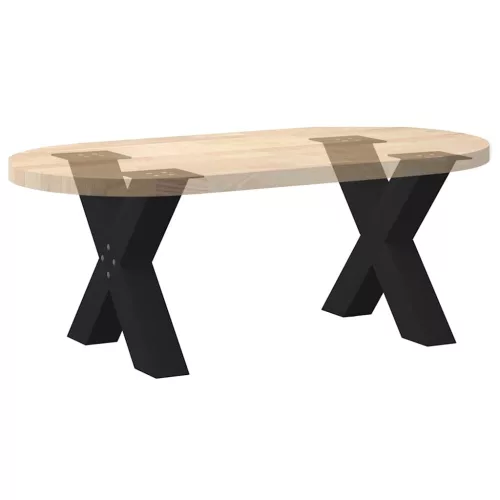 2 db fekete, X alakú acél dohányzóasztal láb 60 x (42-43) cm