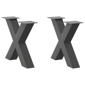    2 db antracitszürke X-alakú acél dohányzóasztal láb 60 x (42-43) cm