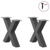  2 db antracitszürke X-alakú acél dohányzóasztal láb 60 x (42-43) cm