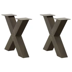    2 db X alakú natúr acél dohányzóasztal láb 60 x (42-43) cm