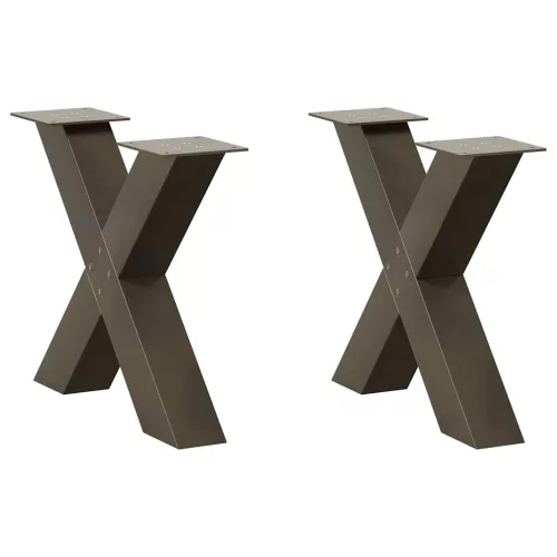  2 db X alakú natúr acél dohányzóasztal láb 60 x (42-43) cm