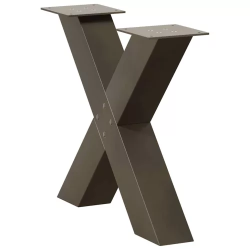  2 db X alakú natúr acél dohányzóasztal láb 60 x (42-43) cm