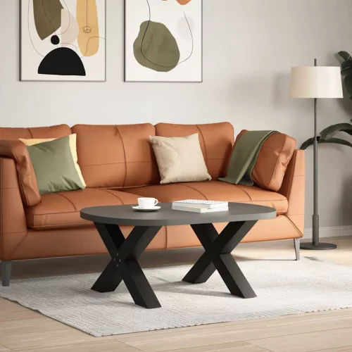  2 db fekete, X alakú acél dohányzóasztal láb 70 x (42-43) cm