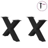  2 db fekete, X alakú acél dohányzóasztal láb 70 x (42-43) cm