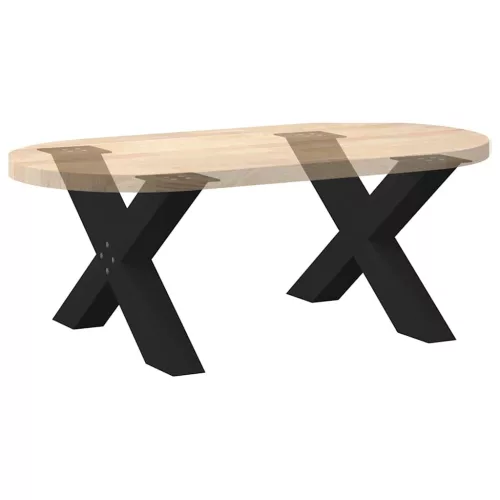  2 db fekete, X alakú acél dohányzóasztal láb 70 x (42-43) cm