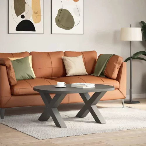  2 db antracitszürke X-alakú acél dohányzóasztal láb 70 x (42-43) cm
