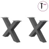 2 db antracitszürke X-alakú acél dohányzóasztal láb 70 x (42-43) cm