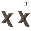  2 db X alakú natúr acél dohányzóasztal láb 70 x (42-43) cm