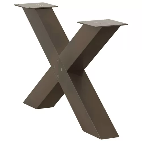  2 db X alakú natúr acél dohányzóasztal láb 70 x (42-43) cm