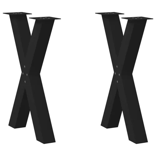  2 db X alakú étkezőasztal láb fekete acél 50 x (72-73) cm