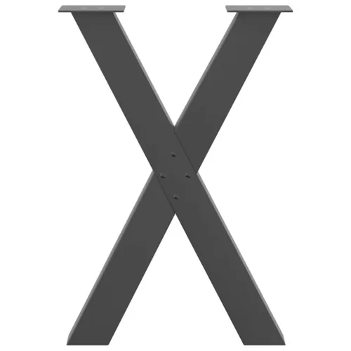  2 db antracitszürke X-alakú acél étkezőasztalláb 50x(72-73) cm