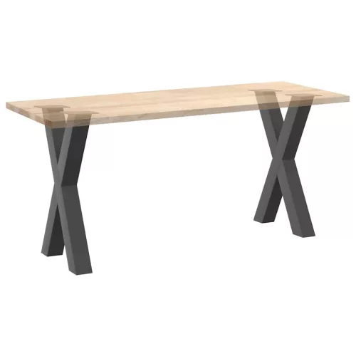  2 db antracitszürke X-alakú acél étkezőasztalláb 50x(72-73) cm
