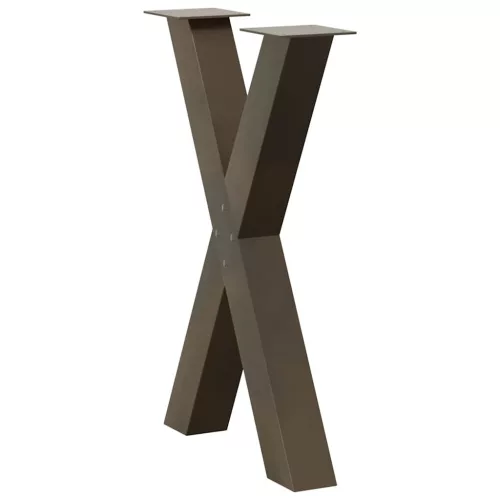  2 db X alakú étkezőasztal láb natúr acél 50x(72-73) cm
