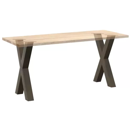  2 db X alakú étkezőasztal láb natúr acél 50x(72-73) cm