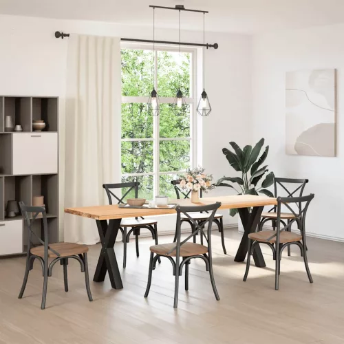  2 db X alakú étkezőasztal láb fekete acél 60 x (72-73) cm