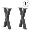  2 db antracitszürke X-alakú acél étkezőasztalláb 60x(72-73) cm