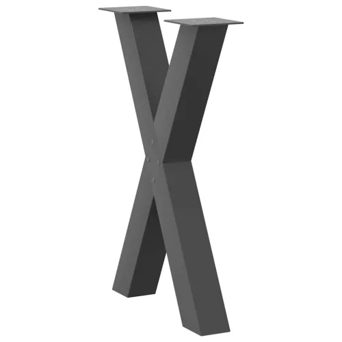  2 db antracitszürke X-alakú acél étkezőasztalláb 60x(72-73) cm