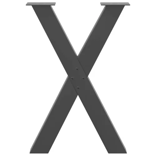  2 db antracitszürke X-alakú acél étkezőasztalláb 60x(72-73) cm
