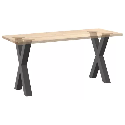  2 db antracitszürke X-alakú acél étkezőasztalláb 60x(72-73) cm