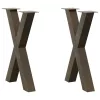  2 db X alakú étkezőasztal láb natúr acélból 60 x (72-73) cm acél