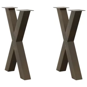    2 db X alakú étkezőasztal láb natúr acélból 60 x (72-73) cm acél