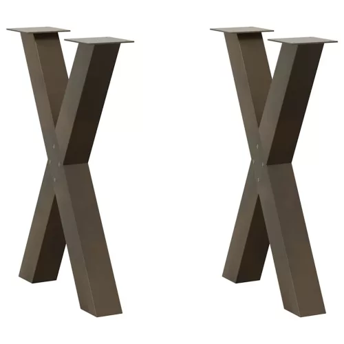  2 db X alakú étkezőasztal láb natúr acélból 60 x (72-73) cm acél