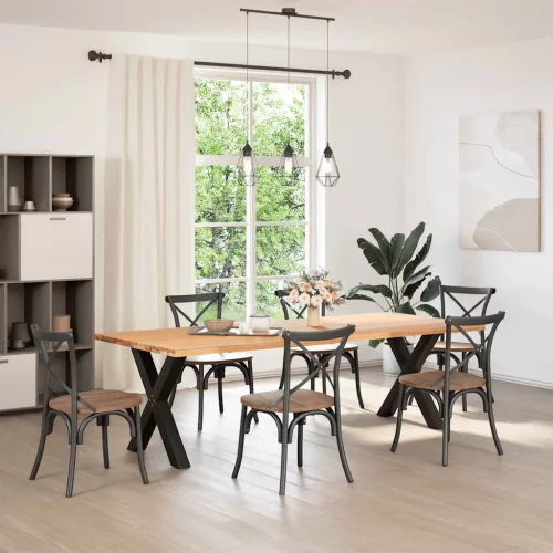  2 db X alakú étkezőasztal láb fekete, 70 x (72-73) cm acél