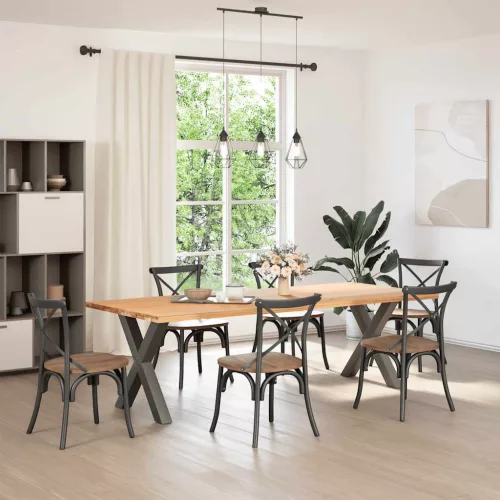  2 db antracitszürke X-alakú acél étkezőasztal láb 70x(72-73) cm