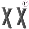 2 db antracitszürke X-alakú acél étkezőasztal láb 70x(72-73) cm