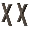  2 db X alakú étkezőasztal láb natúr acélból 70 x (72-73) cm