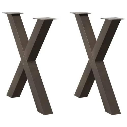  2 db X alakú étkezőasztal láb natúr acélból 70 x (72-73) cm