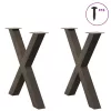  2 db X alakú étkezőasztal láb natúr acélból 70 x (72-73) cm