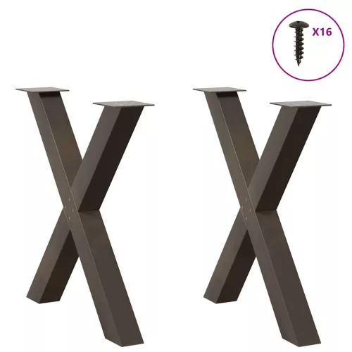  2 db X alakú étkezőasztal láb natúr acélból 70 x (72-73) cm