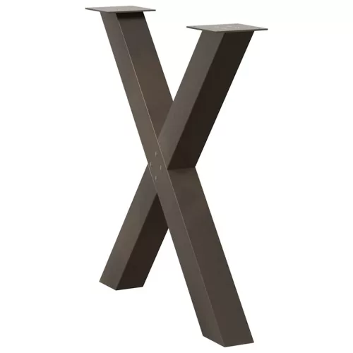  2 db X alakú étkezőasztal láb natúr acélból 70 x (72-73) cm