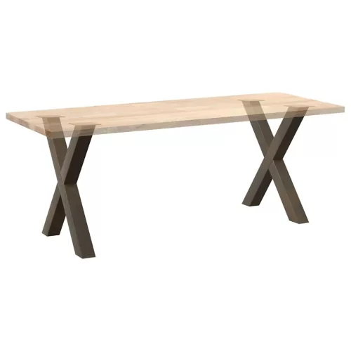  2 db X alakú étkezőasztal láb natúr acélból 70 x (72-73) cm