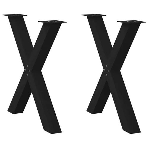  2 db X alakú étkezőasztal láb fekete 80 x (72-73) cm acél étkezőasztal láb
