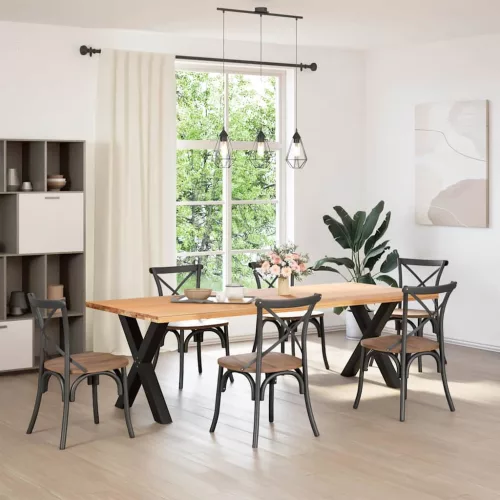  2 db X alakú étkezőasztal láb fekete 80 x (72-73) cm acél étkezőasztal láb