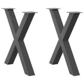    2 db antracitszürke X alakú acél étkezőasztal láb 80x(72-73) cm