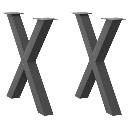  2 db antracitszürke X alakú acél étkezőasztal láb 80x(72-73) cm